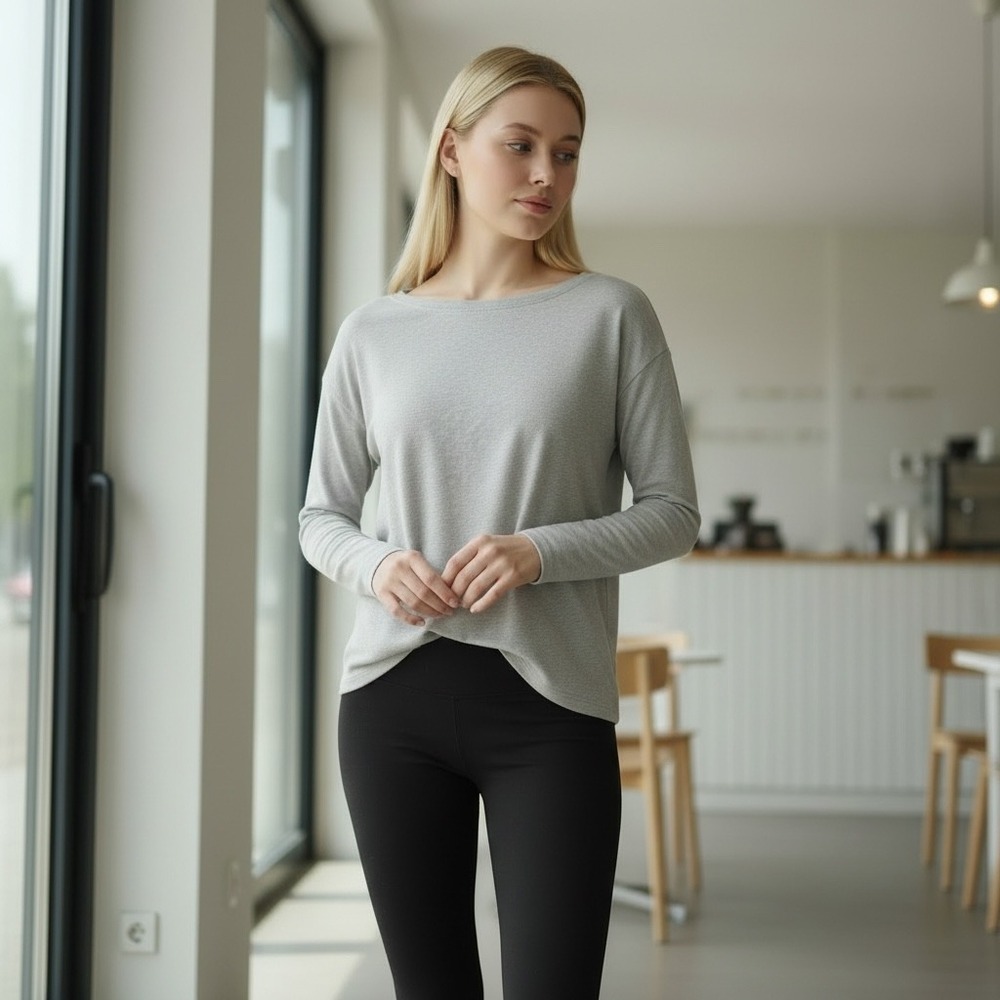 Lululemon Women Long Sleeve Boat Neck Relaxed Fit Jersey Top Light Gray Size 10